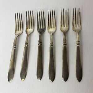 Antique JL Williams Forks Lot of 6 Silverplate Warranted 16
